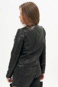 Купить Короткая кожаная куртка женская черного цвета 245Ch, фото 17