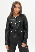 Купить Короткая кожаная куртка женская черного цвета 245Ch, фото 18