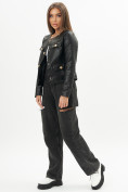 Купить Короткая кожаная куртка женская черного цвета 245Ch, фото 4