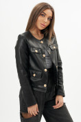 Купить Короткая кожаная куртка женская черного цвета 245Ch, фото 9