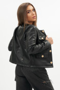 Купить Короткая кожаная куртка женская черного цвета 245Ch, фото 10