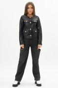 Купить Короткая кожаная куртка женская черного цвета 245Ch, фото 11