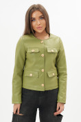 Купить Короткая кожаная куртка женская зеленого цвета 245Z, фото 12