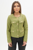 Купить Короткая кожаная куртка женская зеленого цвета 245Z, фото 4