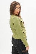 Купить Короткая кожаная куртка женская зеленого цвета 245Z, фото 2