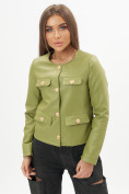 Купить Короткая кожаная куртка женская зеленого цвета 245Z, фото 3