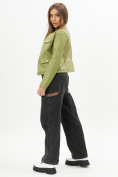 Купить Короткая кожаная куртка женская зеленого цвета 245Z, фото 6
