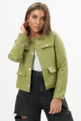 Купить Короткая кожаная куртка женская зеленого цвета 245Z