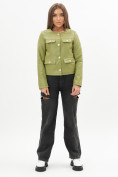 Купить Короткая кожаная куртка женская зеленого цвета 245Z, фото 9
