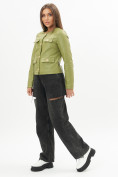 Купить Короткая кожаная куртка женская зеленого цвета 245Z, фото 10