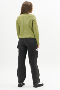 Купить Короткая кожаная куртка женская зеленого цвета 245Z, фото 11