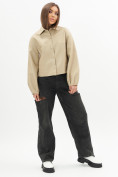 Купить Короткая кожаная куртка женская бежевого цвета 246B, фото 3