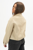 Купить Короткая кожаная куртка женская бежевого цвета 246B, фото 5