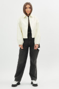 Купить Короткая кожаная куртка женская белого цвета 246Bl, фото 4