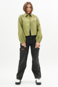 Купить Короткая кожаная куртка женская зеленого цвета 246Z, фото 2