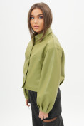 Купить Короткая кожаная куртка женская зеленого цвета 246Z, фото 12