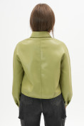 Купить Короткая кожаная куртка женская зеленого цвета 246Z, фото 13