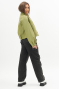 Купить Короткая кожаная куртка женская зеленого цвета 246Z, фото 4