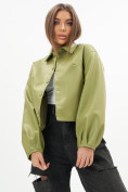 Купить Короткая кожаная куртка женская зеленого цвета 246Z, фото 5