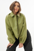 Купить Короткая кожаная куртка женская зеленого цвета 246Z