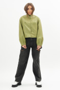 Купить Короткая кожаная куртка женская зеленого цвета 246Z, фото 6