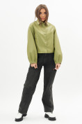 Купить Короткая кожаная куртка женская зеленого цвета 246Z, фото 8