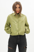 Купить Короткая кожаная куртка женская зеленого цвета 246Z, фото 9