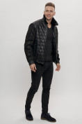 Купить Классическая куртка кожанные мужская черного цвета 2499Ch, фото 3