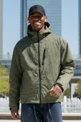 Купить Куртка спортивная мужская весна осень цвета хаки 25470Kh
