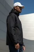 Купить Куртка спортивная мужская весна осень черного цвета 25473Ch, фото 3