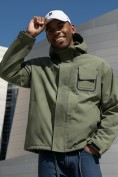 Купить Куртка спортивная мужская весна осень цвета хаки 25473Kh