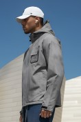 Купить Куртка спортивная мужская весна осень серого цвета 25473Sr, фото 3