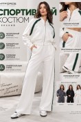 Купить Женский спортивный трикотажный костюм с лампасами белого цвета 2583Bl, фото 2