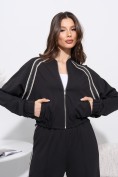 Купить Женский спортивный трикотажный костюм с лампасами черного цвета 2583Ch, фото 7