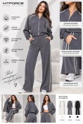Купить Женский спортивный трикотажный костюм с лампасами серого цвета 2583Sr, фото 3