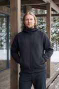 Купить Толстовка мужская флисовая свободного кроя с капюшоном черного цвета 2623Ch, фото 5