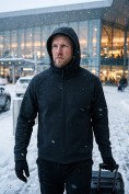 Купить Толстовка мужская флисовая свободного кроя с капюшоном черного цвета 2623Ch, фото 7