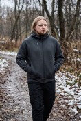 Купить Толстовка мужская флисовая свободного кроя с капюшоном черного цвета 2623Ch, фото 8