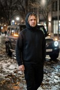 Купить Толстовка мужская флисовая свободного кроя с капюшоном черного цвета 2623Ch, фото 10