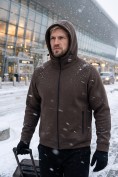 Купить Толстовка мужская флисовая свободного кроя с капюшоном коричневого цвета 2623K, фото 10