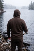 Купить Толстовка мужская флисовая свободного кроя с капюшоном коричневого цвета 2623K, фото 12
