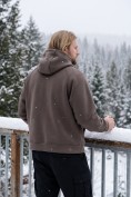 Купить Толстовка мужская флисовая свободного кроя с капюшоном коричневого цвета 2623K, фото 5