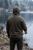 Купить Толстовка мужская флисовая свободного кроя с капюшоном цвета хаки 2623Kh, фото 15