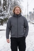 Купить Толстовка мужская флисовая свободного кроя с капюшоном темно-серого цвета 2623TC, фото 5