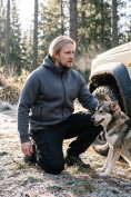 Купить Толстовка мужская флисовая свободного кроя с капюшоном темно-серого цвета 2623TC, фото 6