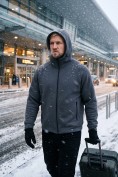 Купить Толстовка мужская флисовая свободного кроя с капюшоном темно-серого цвета 2623TC, фото 9