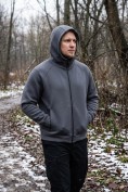 Купить Толстовка мужская флисовая свободного кроя с капюшоном темно-серого цвета 2623TC, фото 10