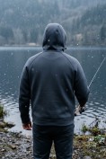 Купить Толстовка мужская флисовая свободного кроя с капюшоном темно-серого цвета 2623TC, фото 11