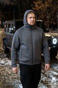 Купить Толстовка мужская флисовая свободного кроя с капюшоном темно-серого цвета 2623TC, фото 12