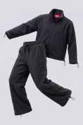 Купить Костюм флисовый зимний свободного кроя черного цвета 2624Ch, фото 6